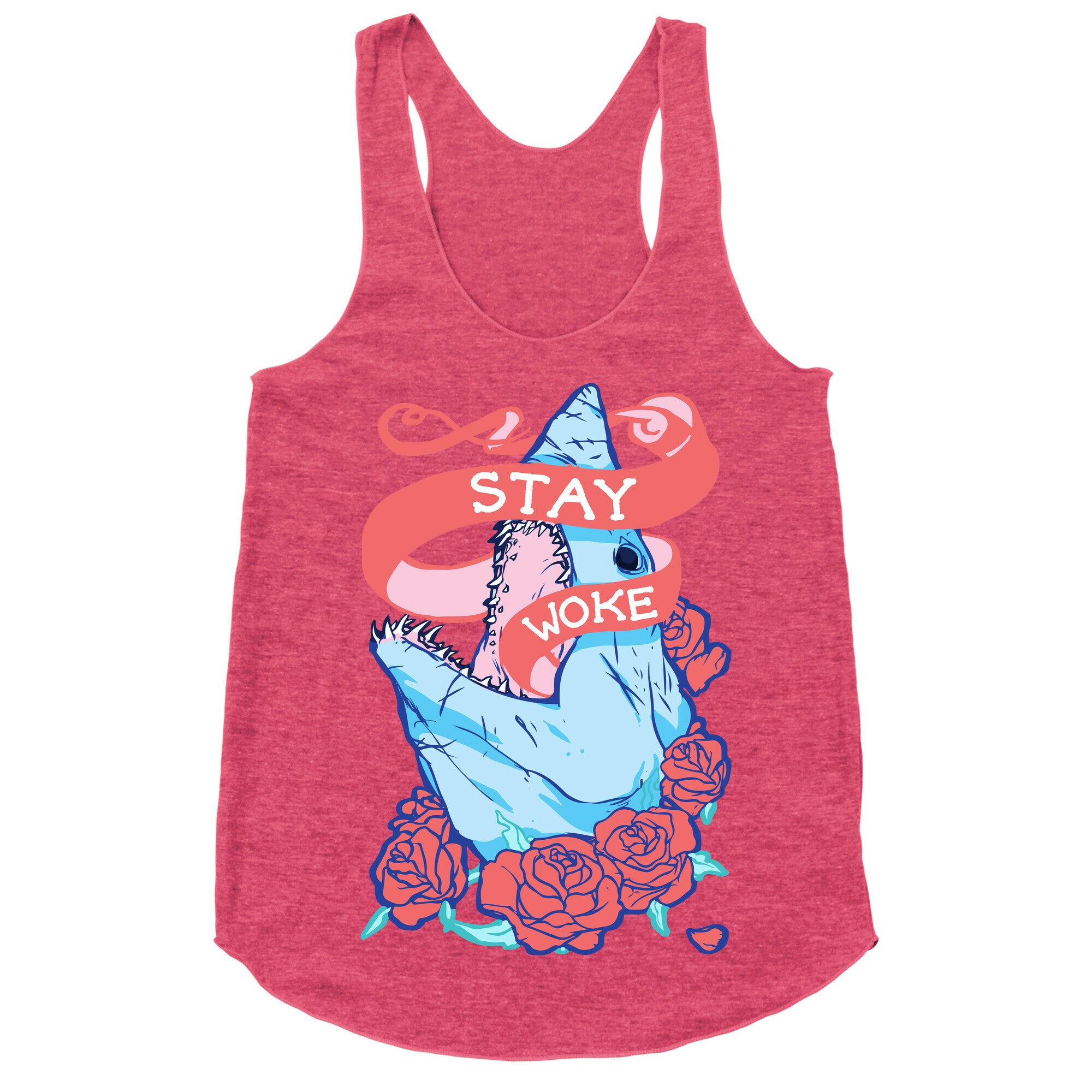 Stay Woke Shark Racerback Tank